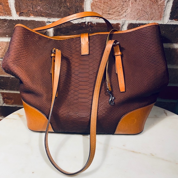 Dooney & Bourke Brown Leather Tote with Buckle Details - Picture 13 of 13